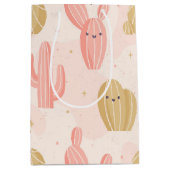 handgetekende schattige roze cactus medium cadeauzakje (Voorkant)