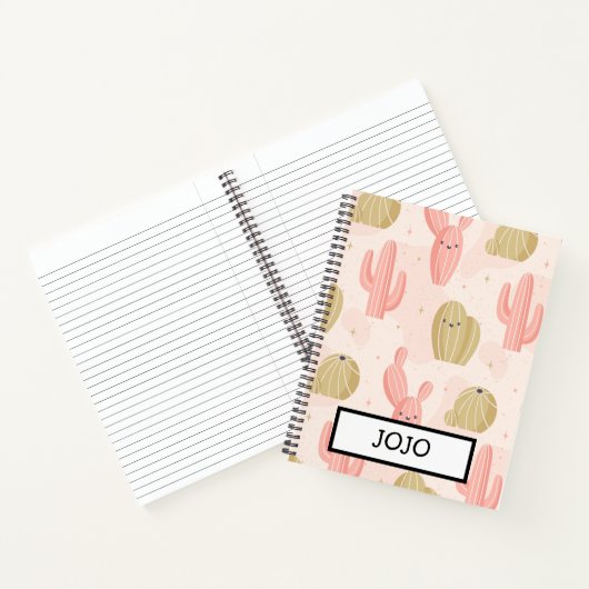 handgetekende schattige roze cactus notitieboek (Binnen)
