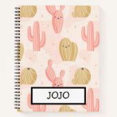 handgetekende schattige roze cactus notitieboek (Voorkant)