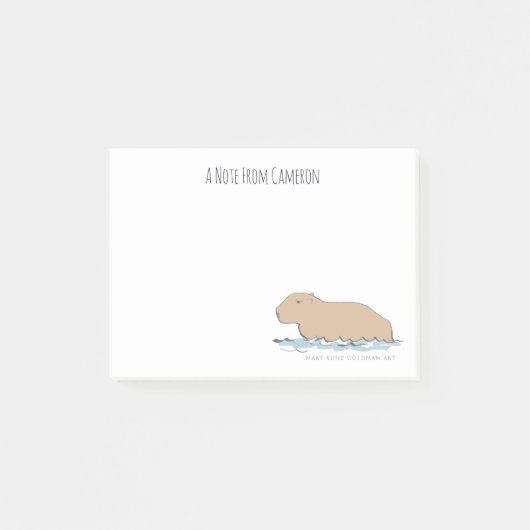 Handgetekende Schattigee Capybara Wildlife Zoo Ani Post-it® Notes (Voorkant)