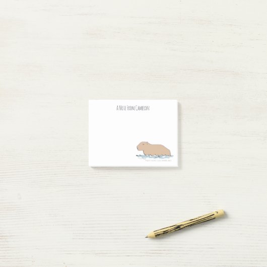 Handgetekende Schattigee Capybara Wildlife Zoo Ani Post-it® Notes (Op bureau)
