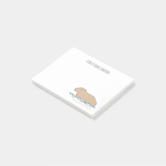 Handgetekende Schattigee Capybara Wildlife Zoo Ani Post-it® Notes (Schuin)