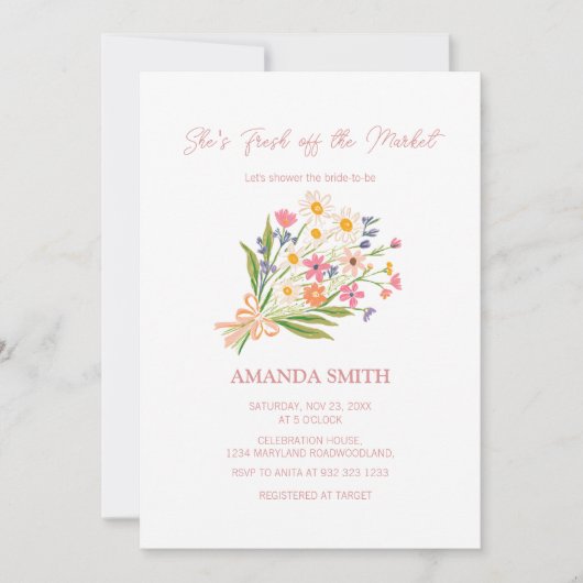 Handgetekende Schattigee Fresh Off the Market Vrij Kaart (Voorkant)