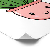 Handgetekende Schattigee Kawaii Potted Plant Art Poster (Hoek)