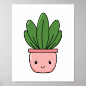 Handgetekende Schattigee Kawaii Potted Plant Art Poster (Voorkant)