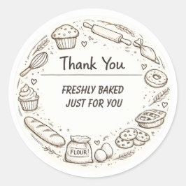 Handgetekende schets bakkerij Bedankt Ronde Sticker