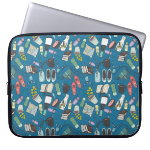 Handgetekende schets mode illustratiesseam laptop sleeve