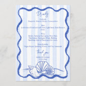 Handgetekende schets schelpen strand bruiloft Menu (Achterkant)