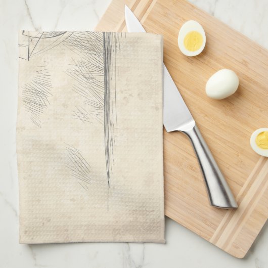  handgetekende schets van schip theedoek (Quarter Fold)