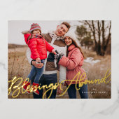 Handgetekende scriptzegeningen Kerstfoto Folie Feestdagen Briefkaart (Voorkant)