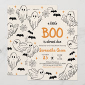 Handgetekende Sinaasappel A Little Boo Baby shower Kaart (Voorkant / Achterkant)