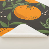 Handgetekende sinaasappels, kleurrijke  achtergron sherpa deken (3/4)