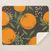 Handgetekende sinaasappels, kleurrijke  achtergron sherpa deken (Voorkant (horizontaal))