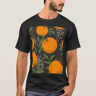 Handgetekende sinaasappels, kleurrijke achtergron t-shirt