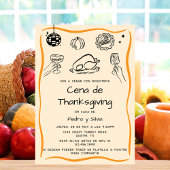 Handgetekende Spaanse Thanksgiving Dinner Invitati Kaart