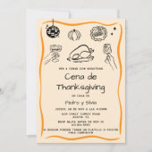 Handgetekende Spaanse Thanksgiving Dinner Invitati Kaart (Voorkant)