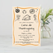 Handgetekende Spaanse Thanksgiving Dinner Invitati Kaart (Staand voorkant)