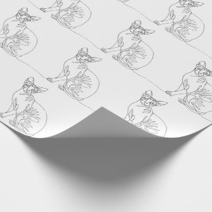Handgetekende Sphynx Kat - Minimalistische Lijnkun Cadeaupapier