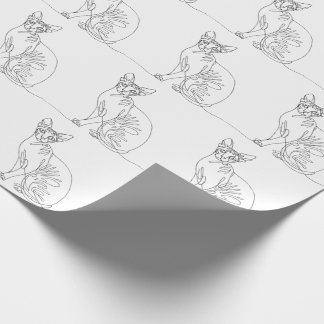 Handgetekende Sphynx Kat - Minimalistische Lijnkun Cadeaupapier