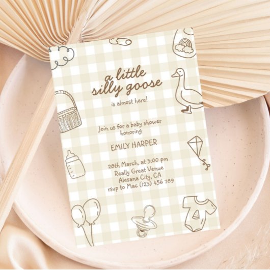 Handgetekende Spring Goose Baby shower Uitnodiging