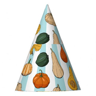 Handgetekende squashes, gestreepte naadloze achter feesthoedjes