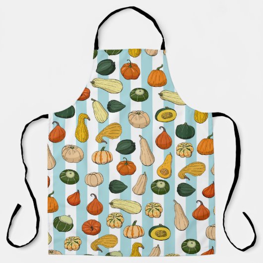 Handgetekende squashes, gestreepte naadloze achter schort (Voorkant)