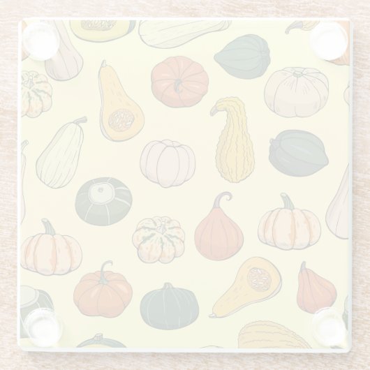 Handgetekende squashes, naadloos moestuin. glazen onderzetter (Achterkant)