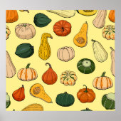 Handgetekende squashes, naadloos moestuin. poster (Voorkant)