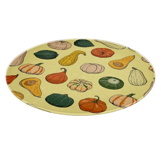 Handgetekende squashes, naadloos moestuin. snijplank (Hoek)