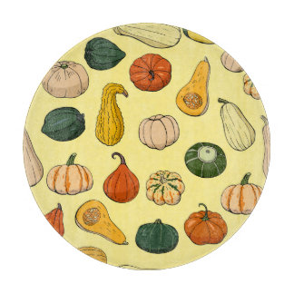 Handgetekende squashes, naadloos moestuin. snijplank