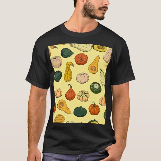 Handgetekende squashes, naadloos moestuin. t-shirt (Voorkant)