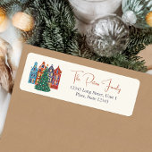 Handgetekende Stad Amsterdam Kerstmis Etiket