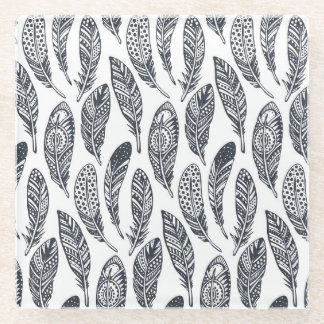 Handgetekende stamveren, patroon. glazen onderzetter