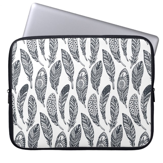 Handgetekende stamveren,  patroon. laptop sleeve (Voorkant)