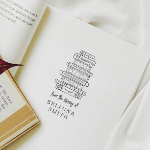 Handgetekende stapel boeken Cute van de bibliothee Rubberstempel