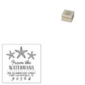 Handgetekende Starfish Familienaam Return Address Rubberstempel (Gestempeld)
