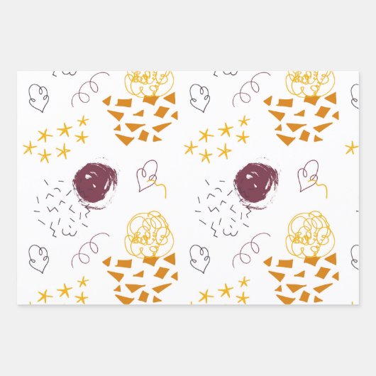 Handgetekende sterren met kleine letters rood groe inpakpapier vel (Voorkant)