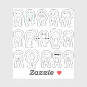 Handgetekende stickfiguren Grappige stickman react Sticker (Vel)