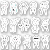 Handgetekende stickfiguren Grappige stickman react Sticker (Voorkant)