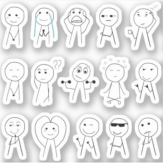 Handgetekende stickfiguren Grappige stickman react Sticker (Voorkant)