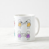 Handgetekende Stickman Coffee Mok Set (Voorkant rechts)