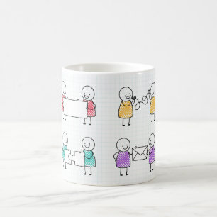 Handgetekende Stickman Coffee Mok Set