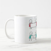 Handgetekende Stickman Coffee Mok Set (Links)