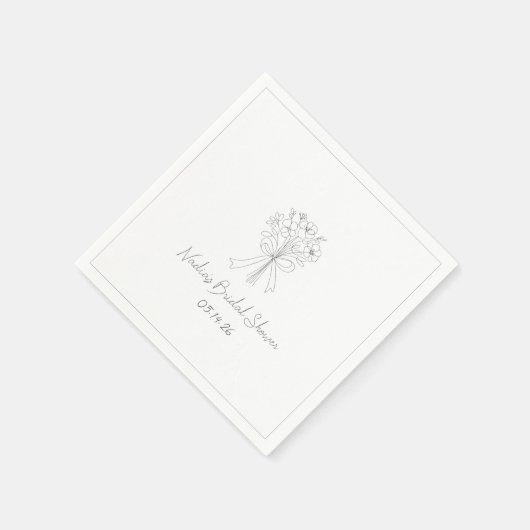 Handgetekende stijl schets bloemrijke bruidsdouche servet (Hoek)