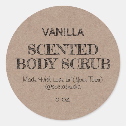 Handgetekende stijlproductlabels ronde sticker (Voorkant)