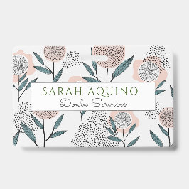 Handgetekende stoffige Roos Floral Doula Badge