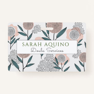 Handgetekende stoffige Roos Floral Doula Badge