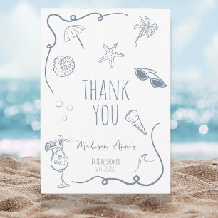 Handgetekende Strand Doodle Bedankt Bruidsborrel