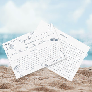 Handgetekende strand-doodle bruiloftreceptkaart  informatiekaartje