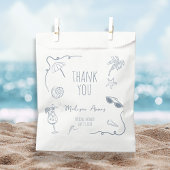 Handgetekende stranddankkaart voor vrijgezellenfee bedankzakje